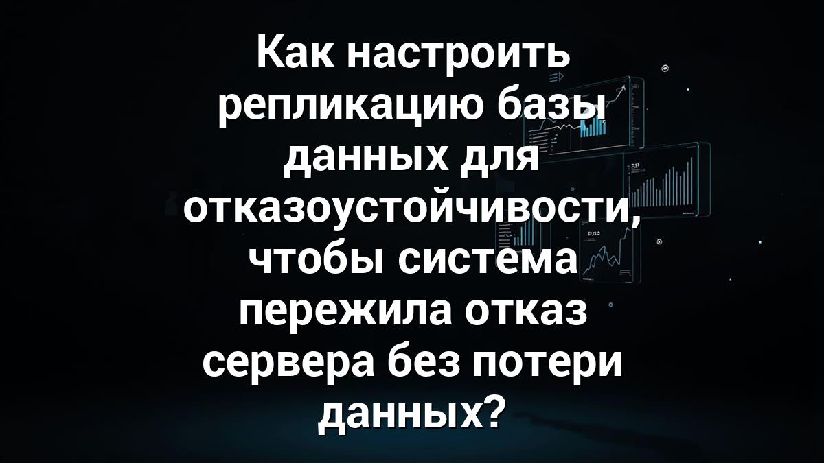 Как настроить репликацию базы данных для отказоустойчивости, чтобы система пережила отказ сервера без потери данных?