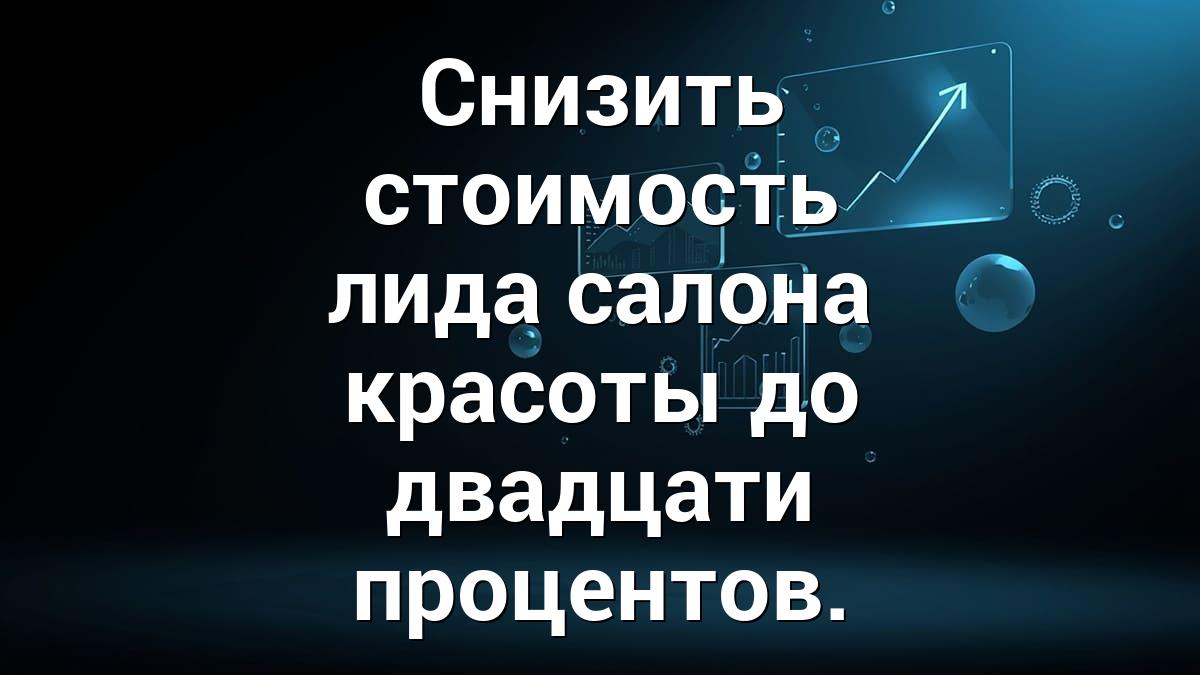 Снизить стоимость лида салона красоты до двадцати процентов.